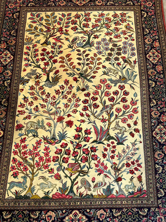 Original Persian Qum Rug 4.7ft x 6.3ft - Farhad's Rug Gallery