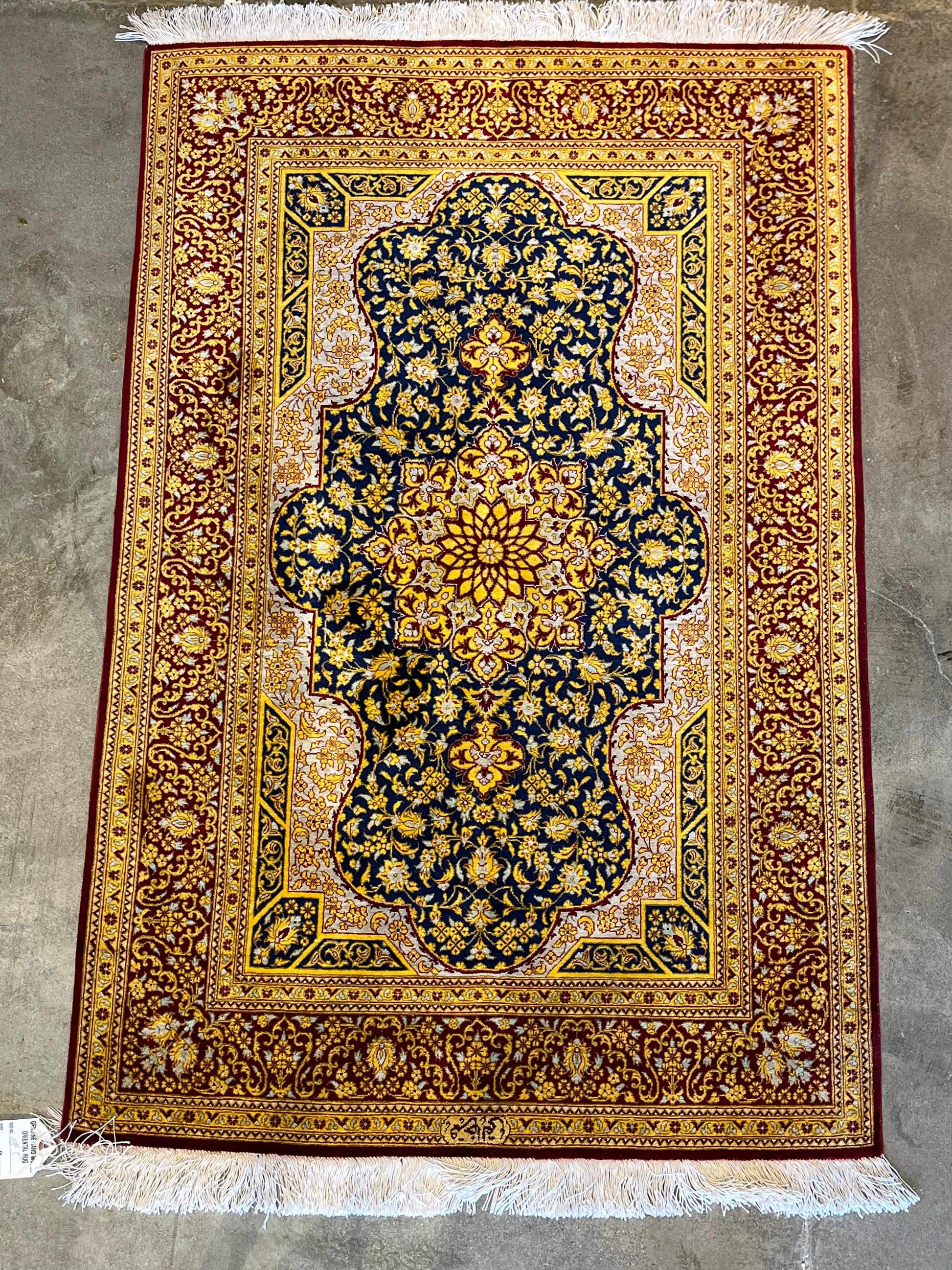 Original Persian Qum All Silk Rug 2.7ft x 4ft - Farhad's Rug Gallery
